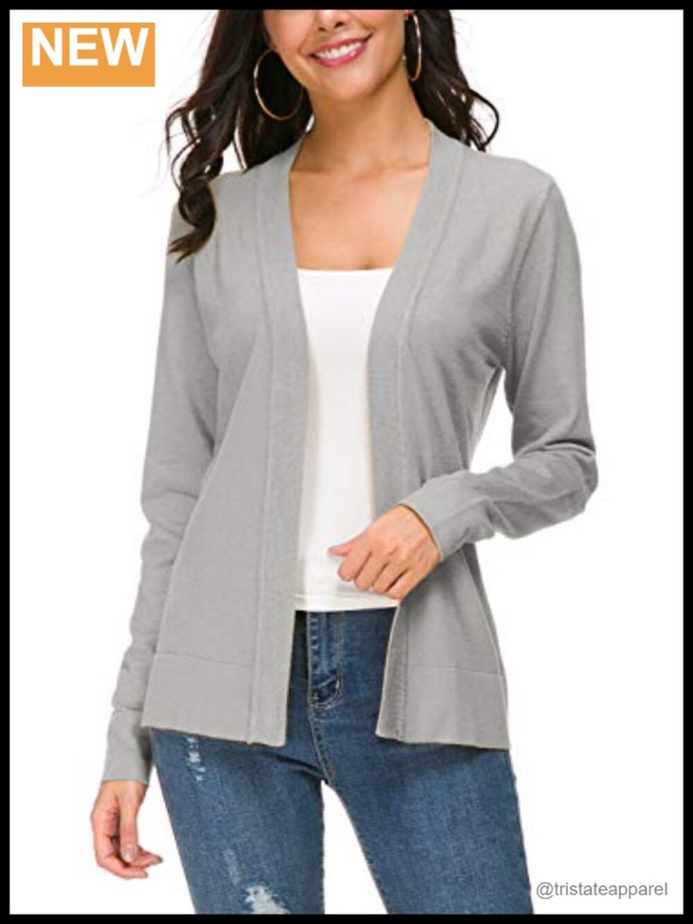 Long Sleeve Open Front Knit Cardigan Sweater Lightweight Shawl Collar